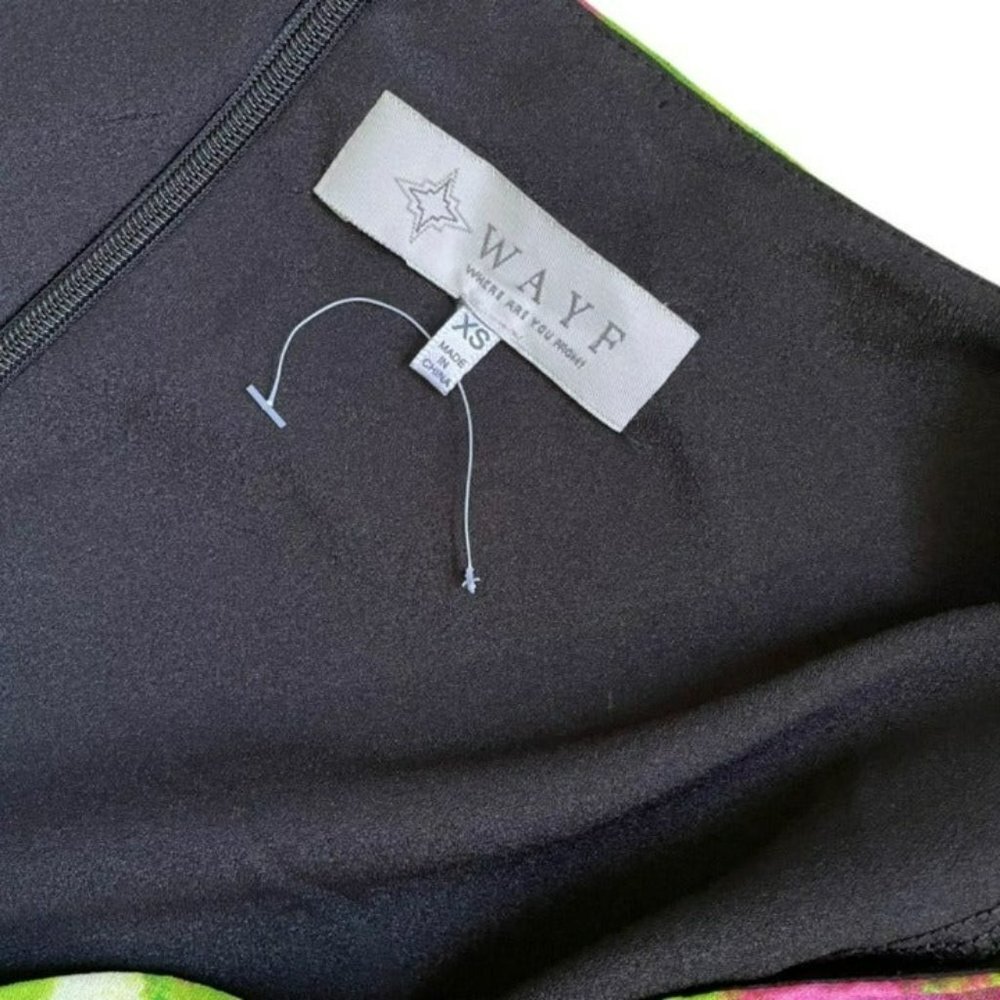 WAYF SURPLICE NECK GREEN MULTI-COLOR FLORAL PRINT MIDI DRESS SIZE XS - Picture 7 of 7